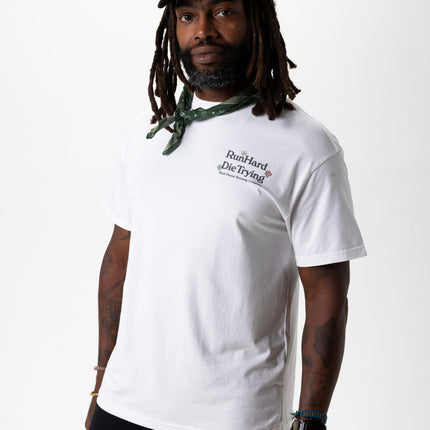 RUN HARD TEE, UNISEX - WHITE