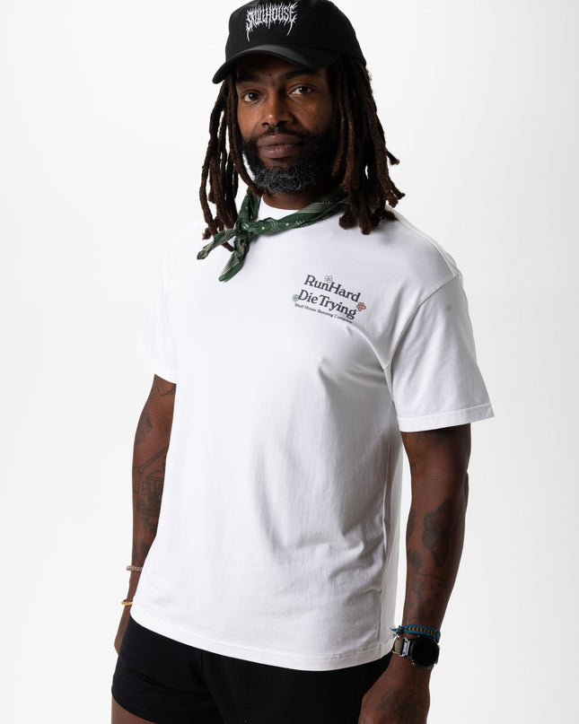 RUN HARD TEE, UNISEX - WHITE