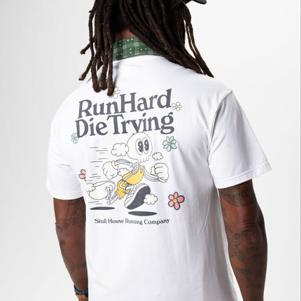 RUN HARD TEE, UNISEX - WHITE
