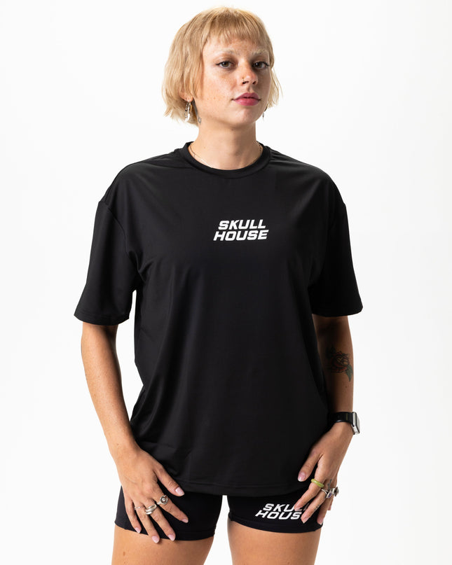 TAPERING RUN TEE, UNISEX - BLACK