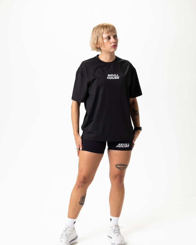 TAPERING RUN TEE, UNISEX - BLACK