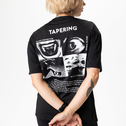 TAPERING RUN TEE, UNISEX - BLACK