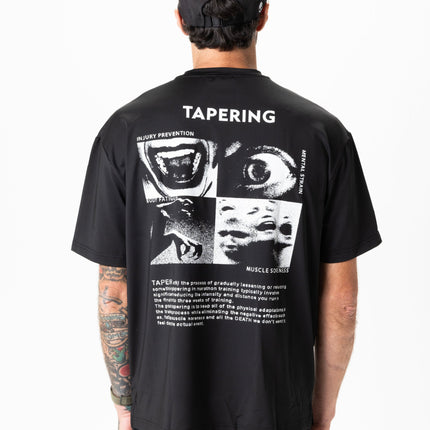 TAPERING RUN TEE, UNISEX - BLACK