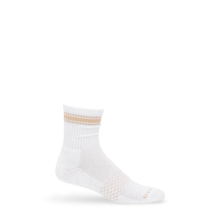 White/Tan Quarter Crew Women's Socks