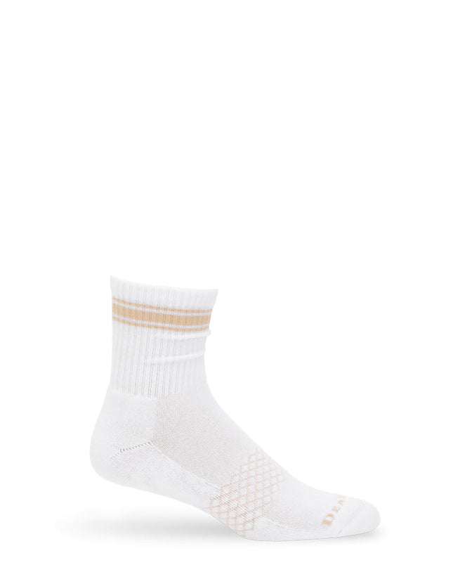 White/Tan Quarter Crew Women's Socks