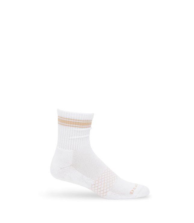 White/Tan Quarter Crew Women's Socks