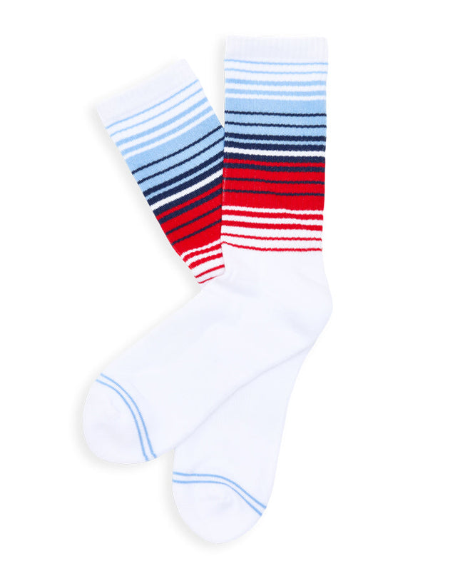 White Ombre Stripe Casual Crew