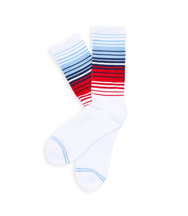 White Ombre Stripe Casual Crew