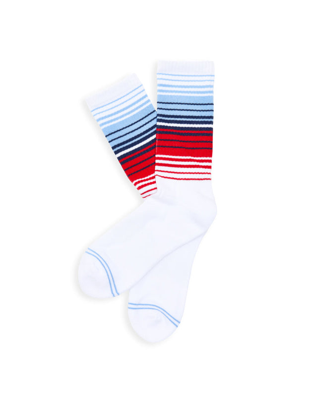 White Ombre Stripe Casual Crew