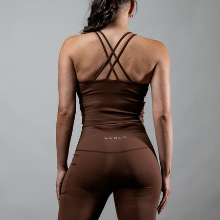Women's SOHO Cross Back Crop Tank (City Mocha)