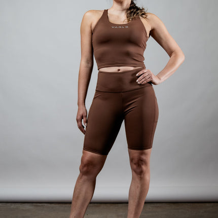 Women's SOHO Cross Back Crop Tank (City Mocha)