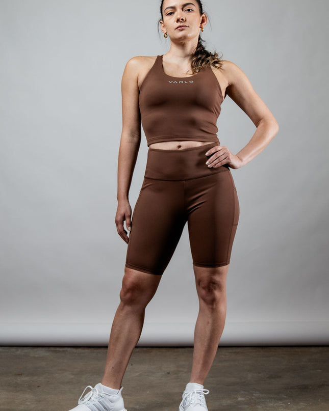 Women's SOHO Cross Back Crop Tank (City Mocha)