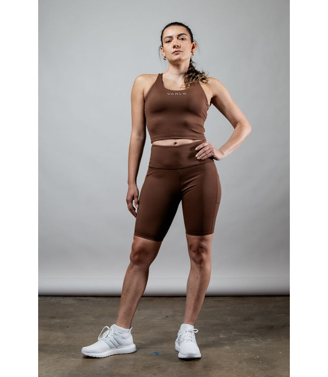 Women's SOHO Cross Back Crop Tank (City Mocha)