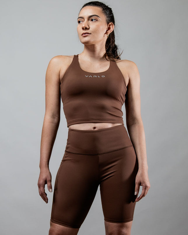 Women's SOHO Cross Back Crop Tank (City Mocha)