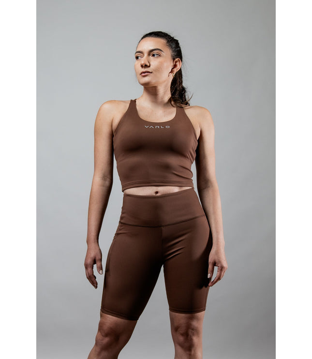 Women's SOHO Cross Back Crop Tank (City Mocha)
