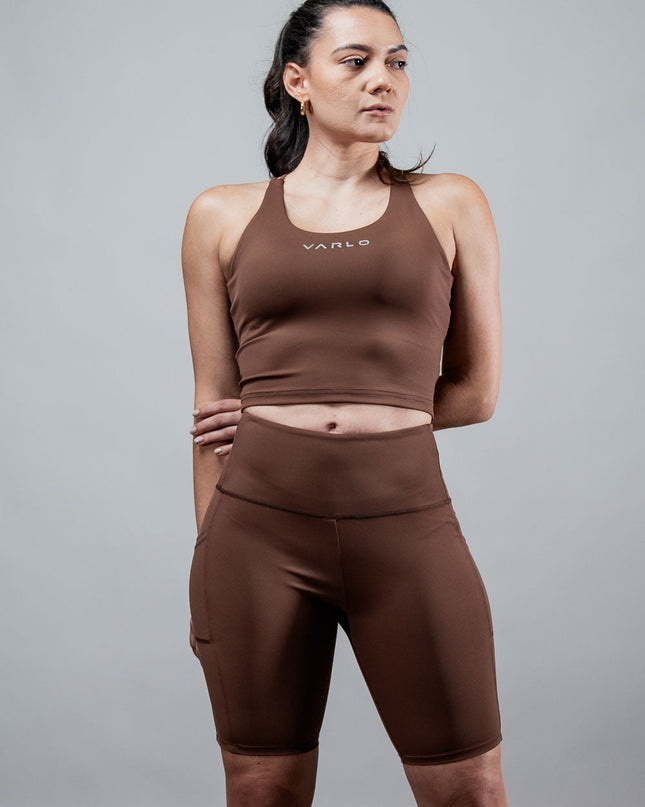 Women's SOHO Cross Back Crop Tank (City Mocha)