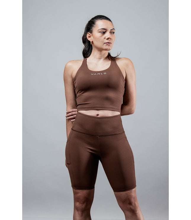Women's SOHO Cross Back Crop Tank (City Mocha)