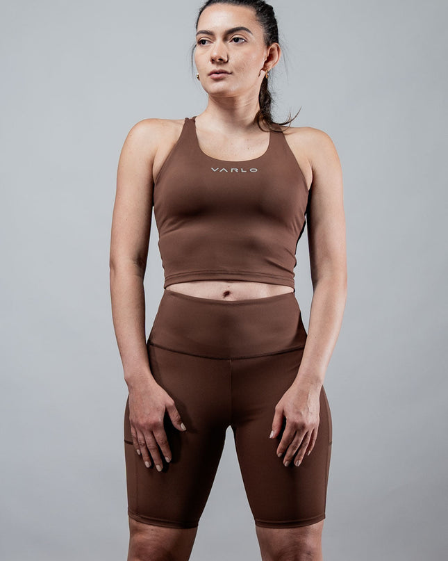 Women's SOHO Cross Back Crop Tank (City Mocha)