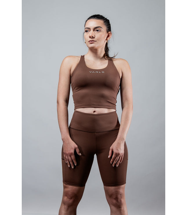 Women's SOHO Cross Back Crop Tank (City Mocha)