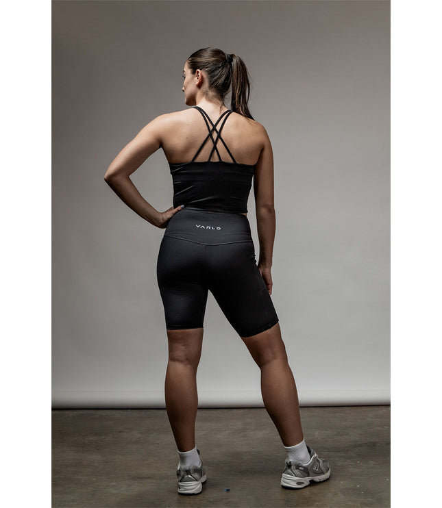 Women's SOHO Cross Back Crop Tank (Black)