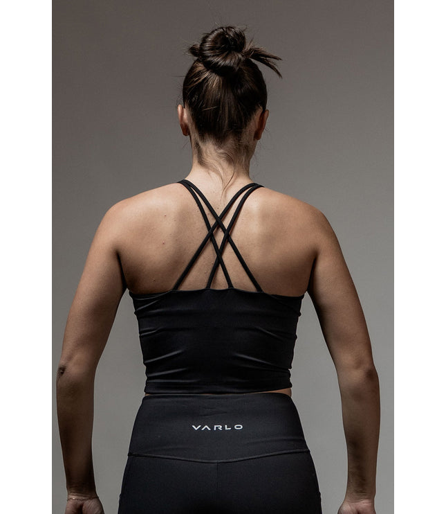 Women's SOHO Cross Back Crop Tank (Black)