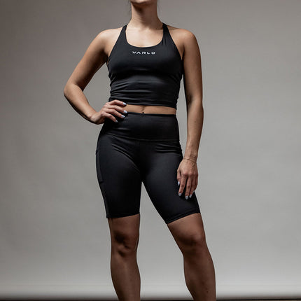 Women's SOHO Cross Back Crop Tank (Black)