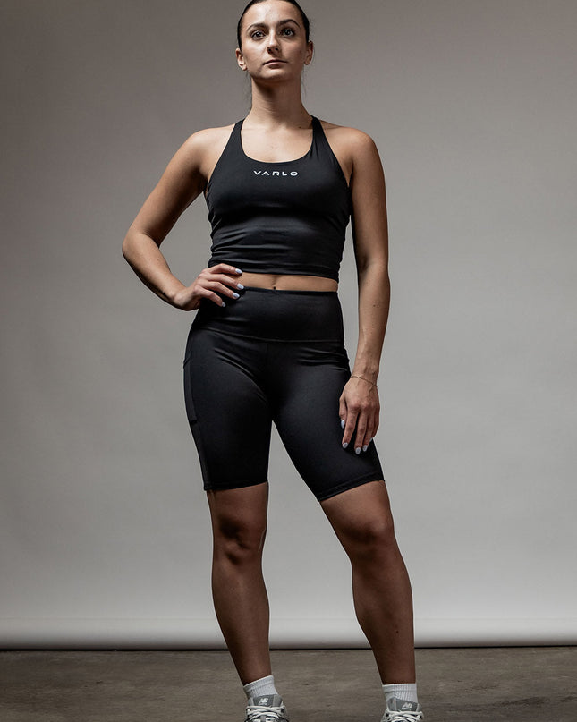 Women's SOHO Cross Back Crop Tank (Black)