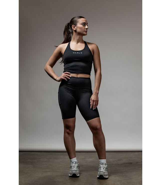 Women's SOHO Cross Back Crop Tank (Black)