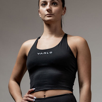 Women's SOHO Cross Back Crop Tank (Black)