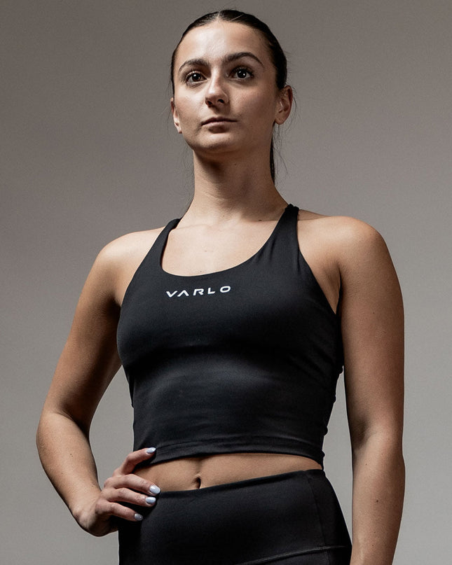Women's SOHO Cross Back Crop Tank (Black)