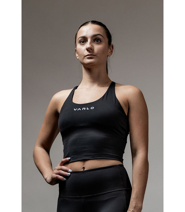 Women's SOHO Cross Back Crop Tank (Black)