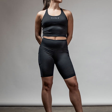 Women's SOHO Cross Back Crop Tank (Black)