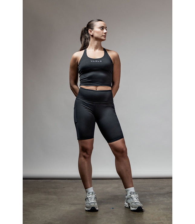 Women's SOHO Cross Back Crop Tank (Black)