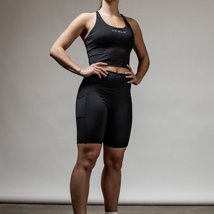 Women's SOHO Cross Back Crop Tank (Black)