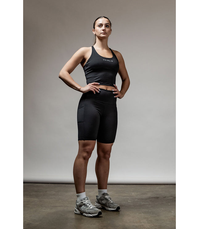Women's SOHO Cross Back Crop Tank (Black)