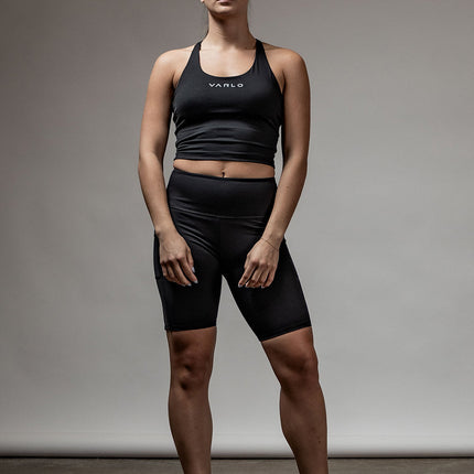Women's SOHO Cross Back Crop Tank (Black)