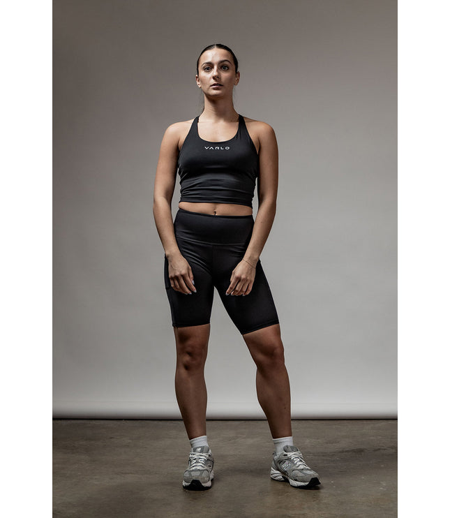 Women's SOHO Cross Back Crop Tank (Black)