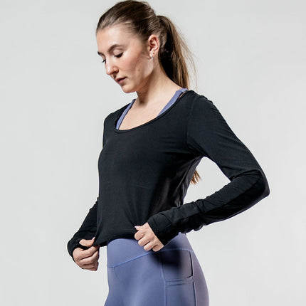 Women's Terra Recovery Arc Long Sleeve Crop (Black)