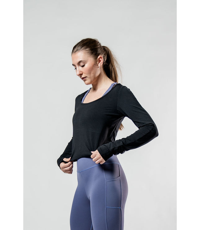 Women's Terra Recovery Arc Long Sleeve Crop (Black)