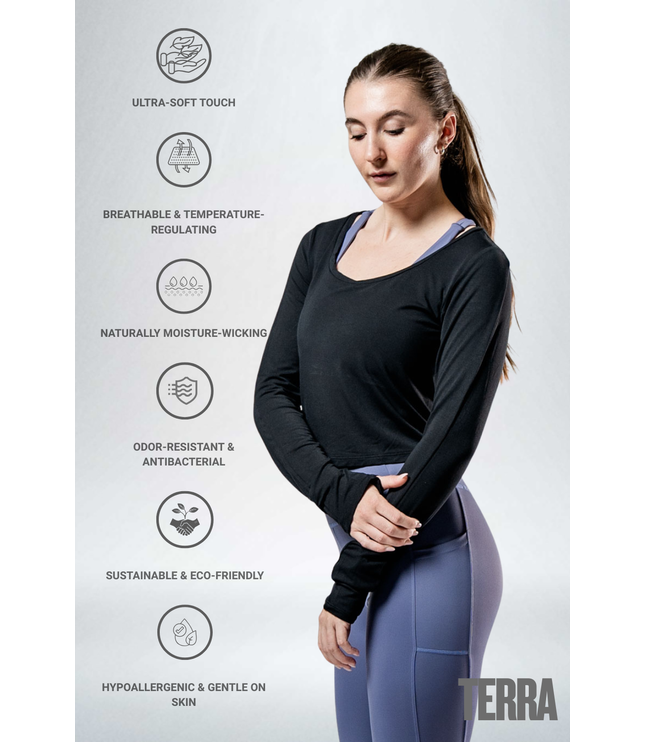 Women's Terra Recovery Arc Long Sleeve Crop (Black)