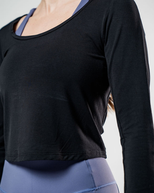 Women's Terra Recovery Arc Long Sleeve Crop (Black)