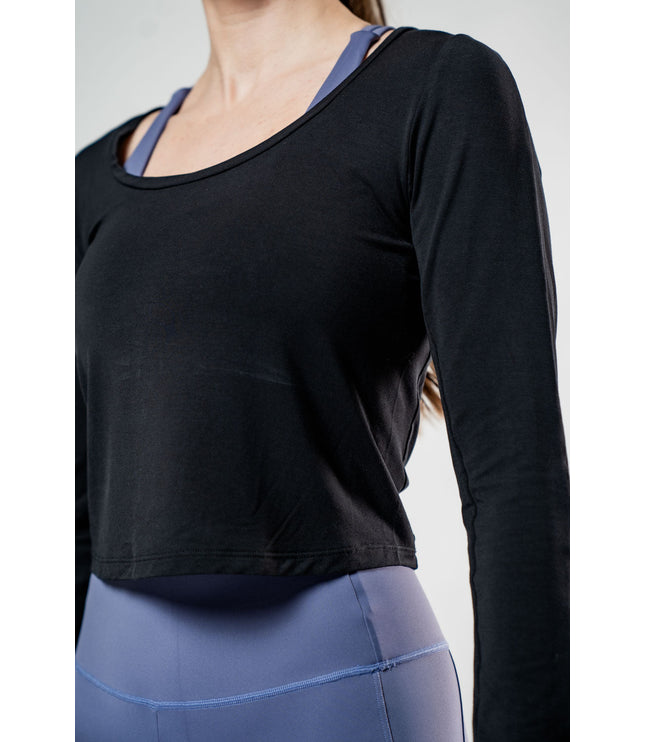 Women's Terra Recovery Arc Long Sleeve Crop (Black)