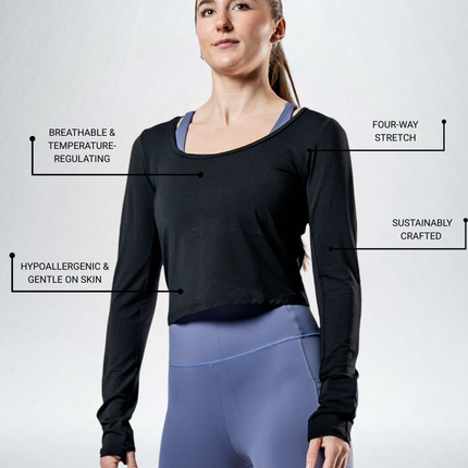 Women's Terra Recovery Arc Long Sleeve Crop (Black)