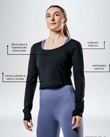 Women's Terra Recovery Arc Long Sleeve Crop (Black)