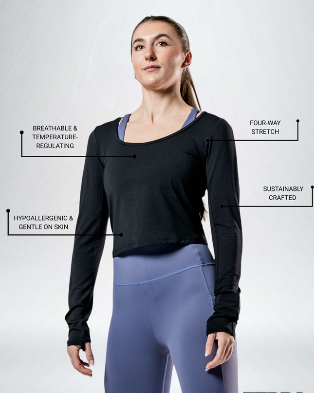 Women's Terra Recovery Arc Long Sleeve Crop (Black)