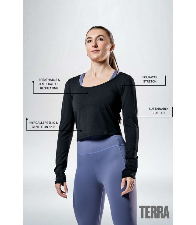 Women's Terra Recovery Arc Long Sleeve Crop (Black)