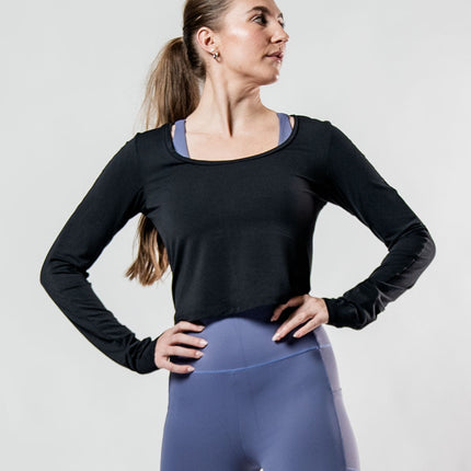 Women's Terra Recovery Arc Long Sleeve Crop (Black)