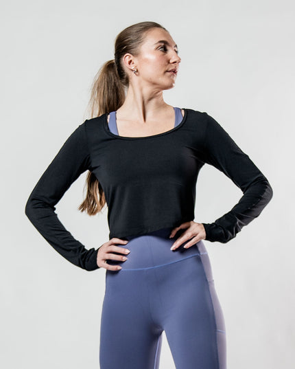 Women's Terra Recovery Arc Long Sleeve Crop (Black)