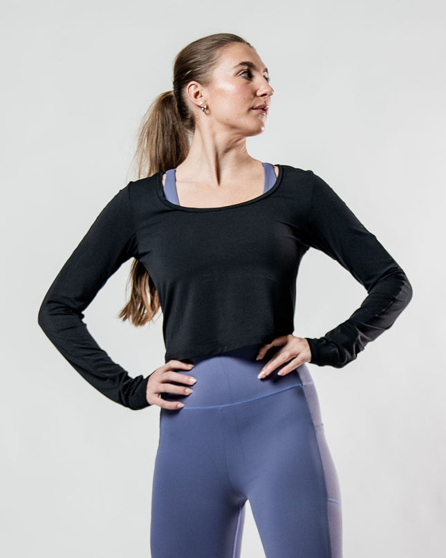 Women's Terra Recovery Arc Long Sleeve Crop (Black)