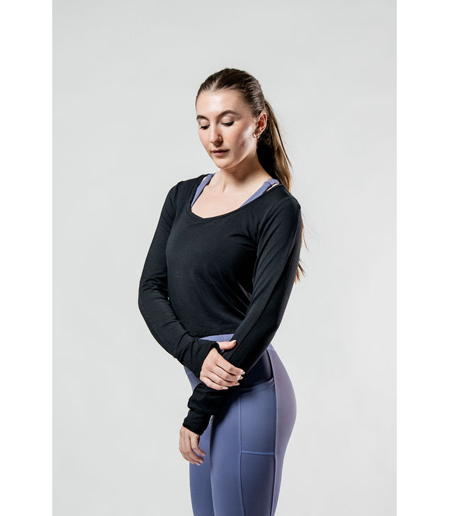 Women's Terra Recovery Arc Long Sleeve Crop (Black)